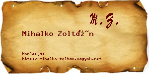 Mihalko Zoltán névjegykártya